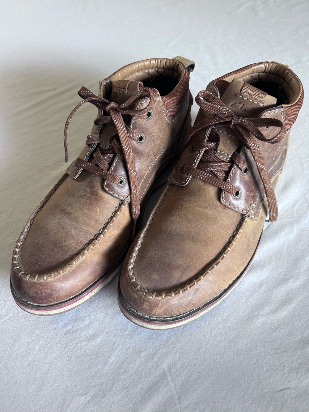 Clarks 1825 Men’s Brown Leather Moc Toe Chukka Boots Size 12M